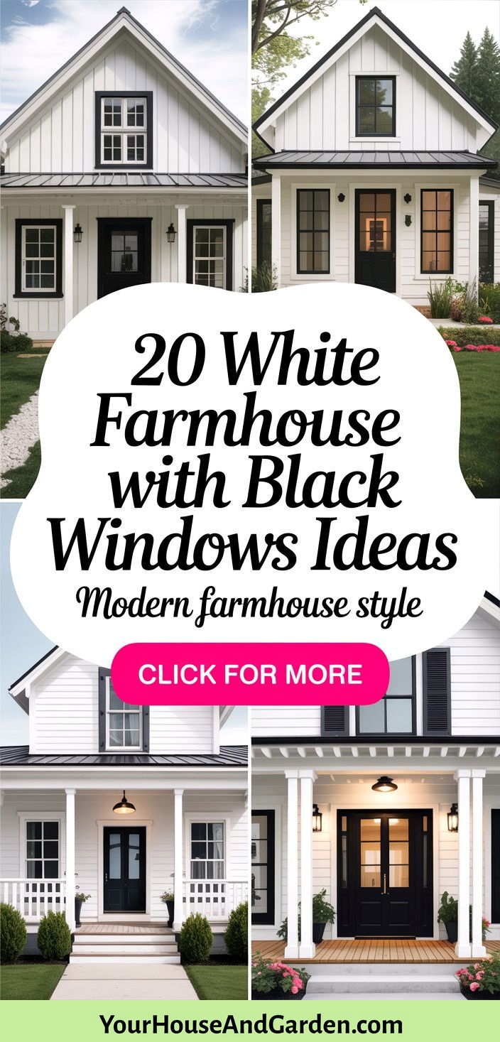20 White Farmhouse With Black Windows Ideas Curb Appeal