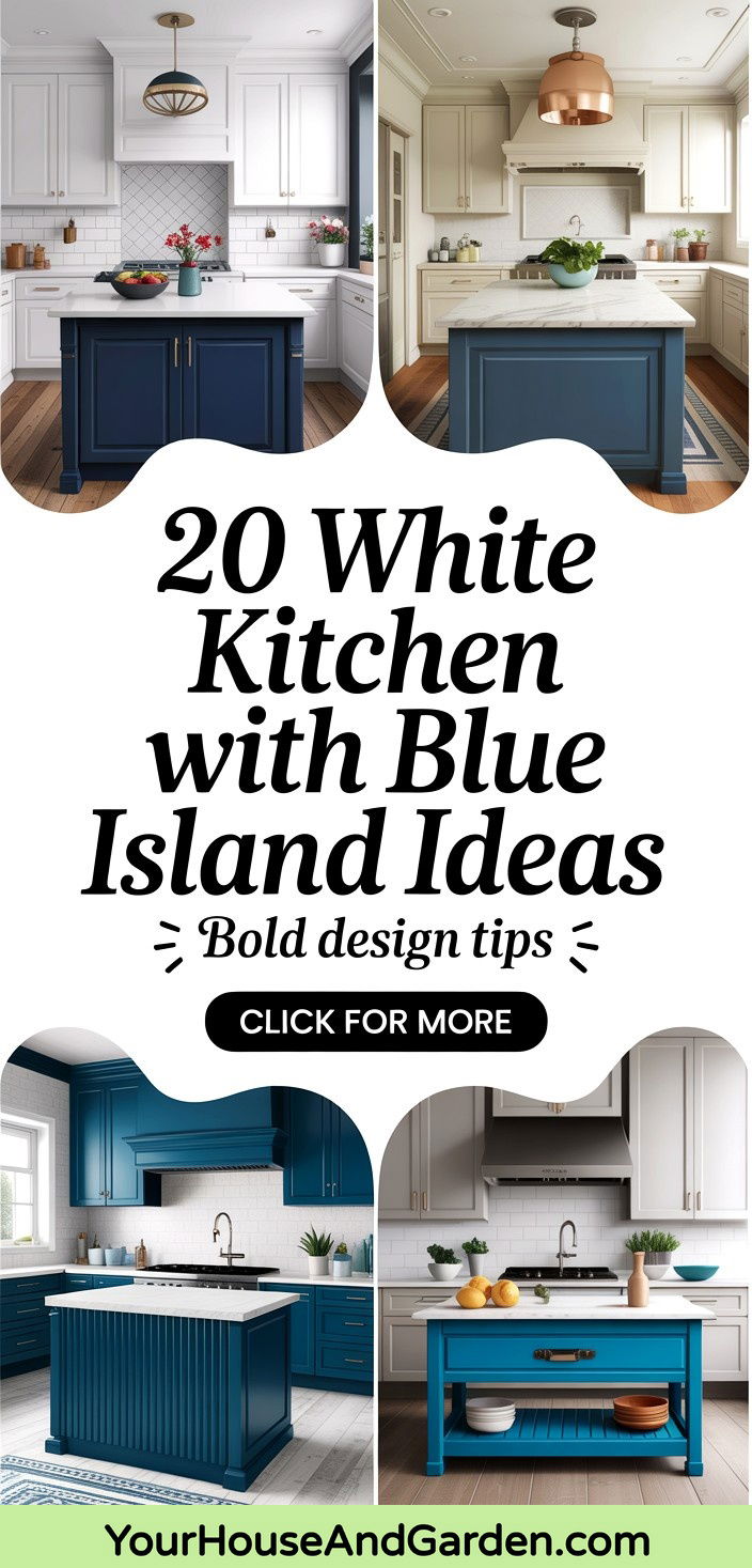 20 White Kitchen Cabinets With Blue Island Design Tips
