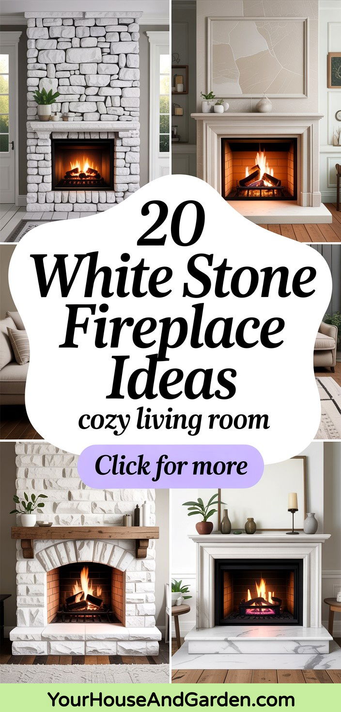20 White Stone Fireplace Ideas for a Cozy Living Room - 20 White Stone Fireplace Ideas for a Cozy Living Room