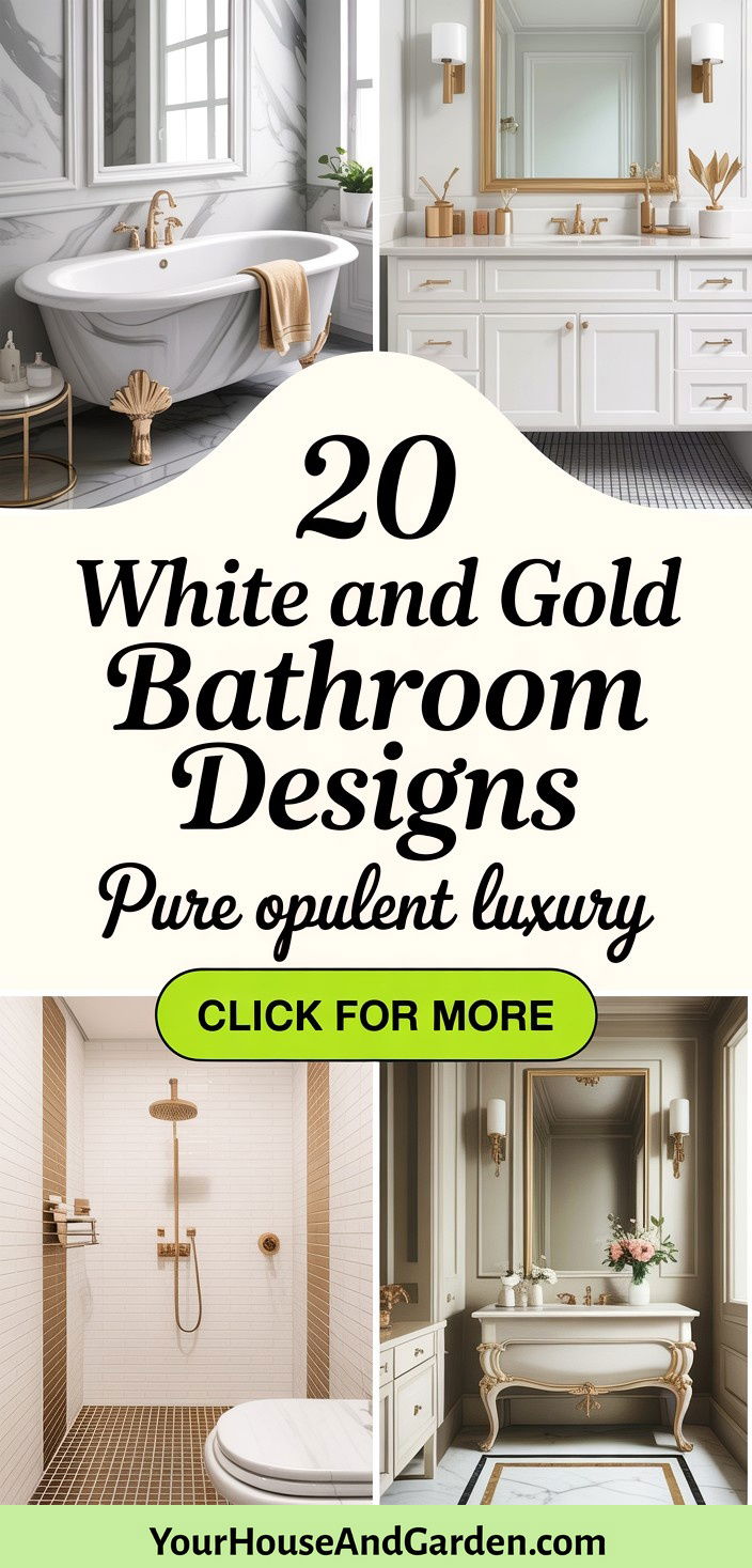 20 White and Gold Bathroom Designs for Opulent Relaxation - 20 White and Gold Bathroom Designs for Opulent Relaxation