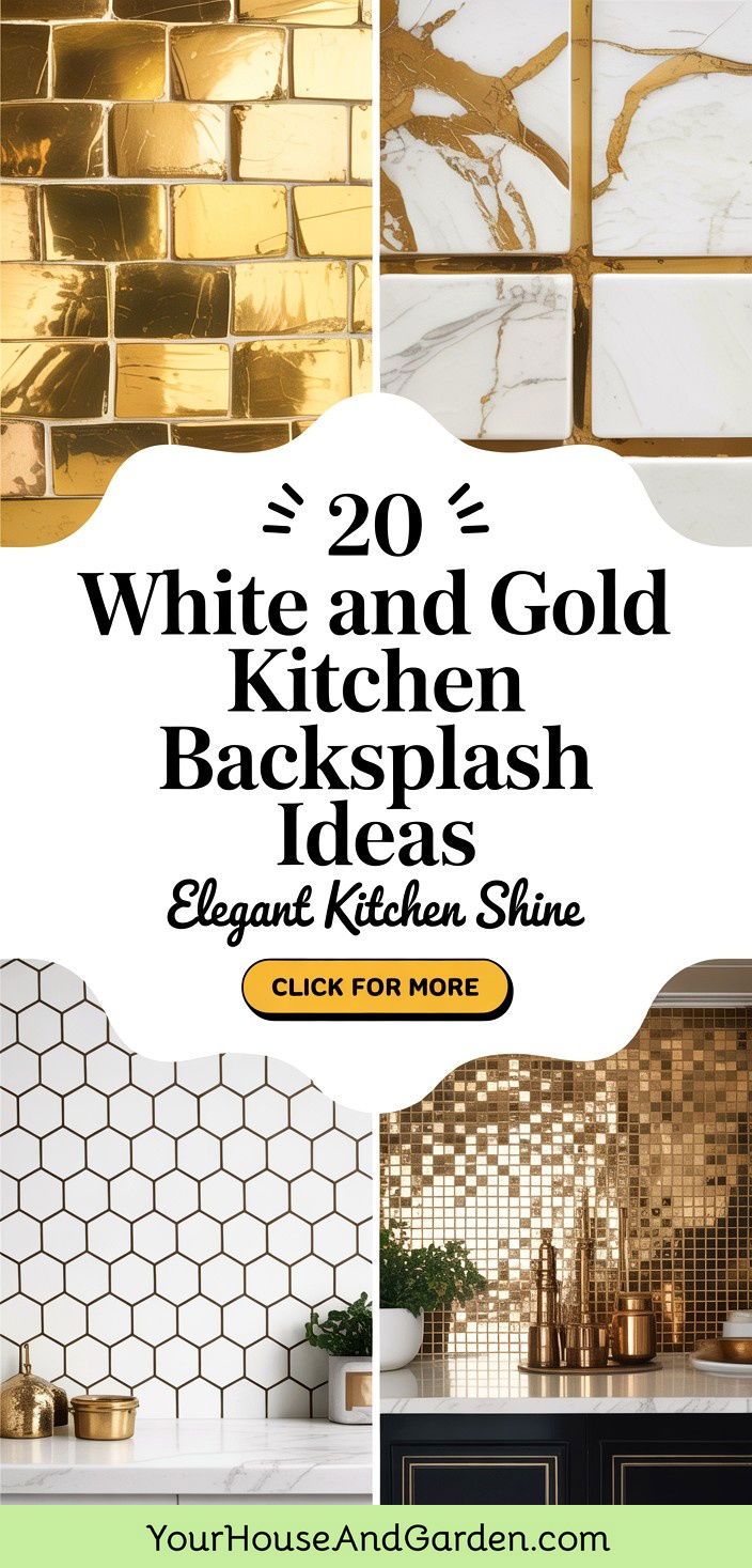 20 White and Gold Kitchen Backsplash Design Inspirations - 20 White and Gold Kitchen Backsplash Design Inspirations
