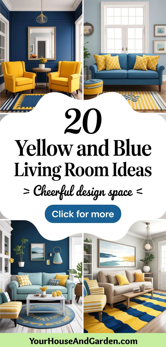 20 Yellow and Blue Living Room Ideas Cheerful Designs