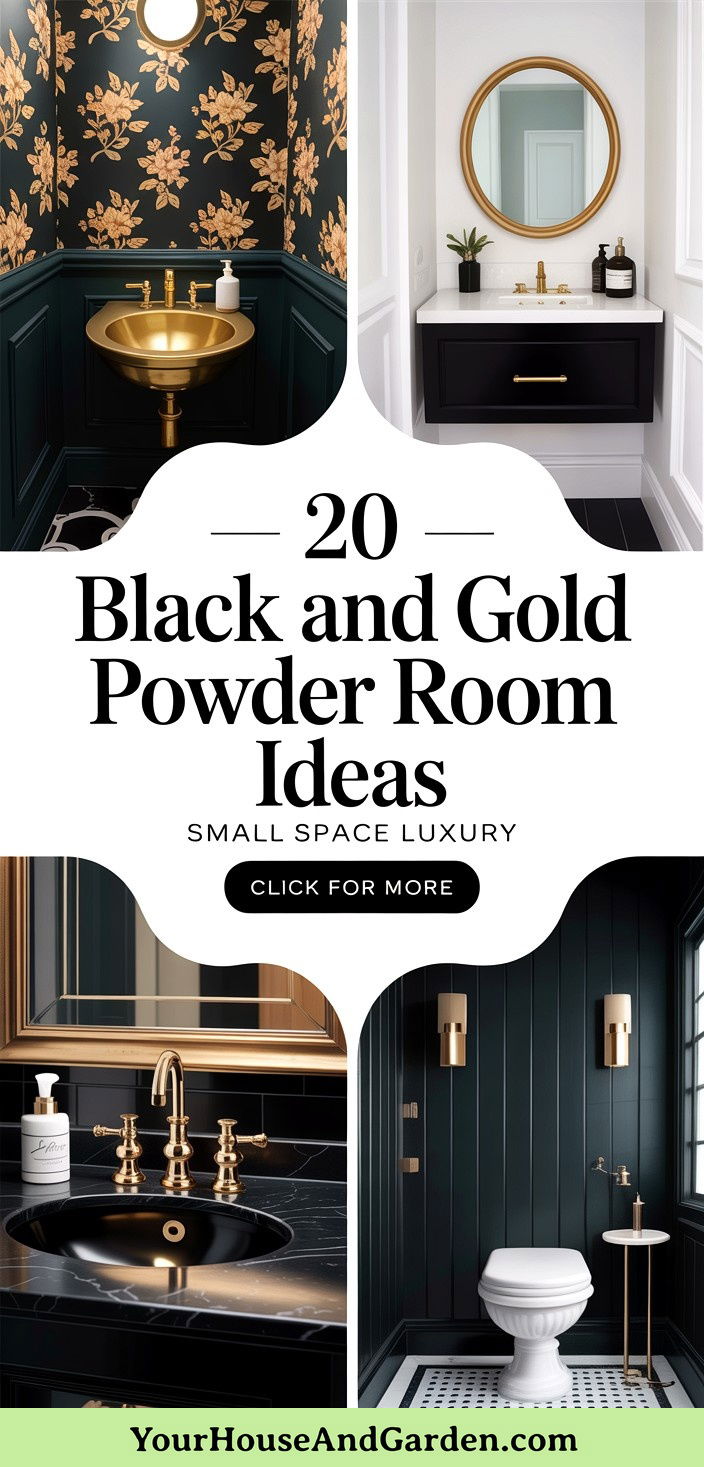 20 black and gold powder room ideas for Luxurious Style - 20 black and gold powder room ideas for Luxurious Style
